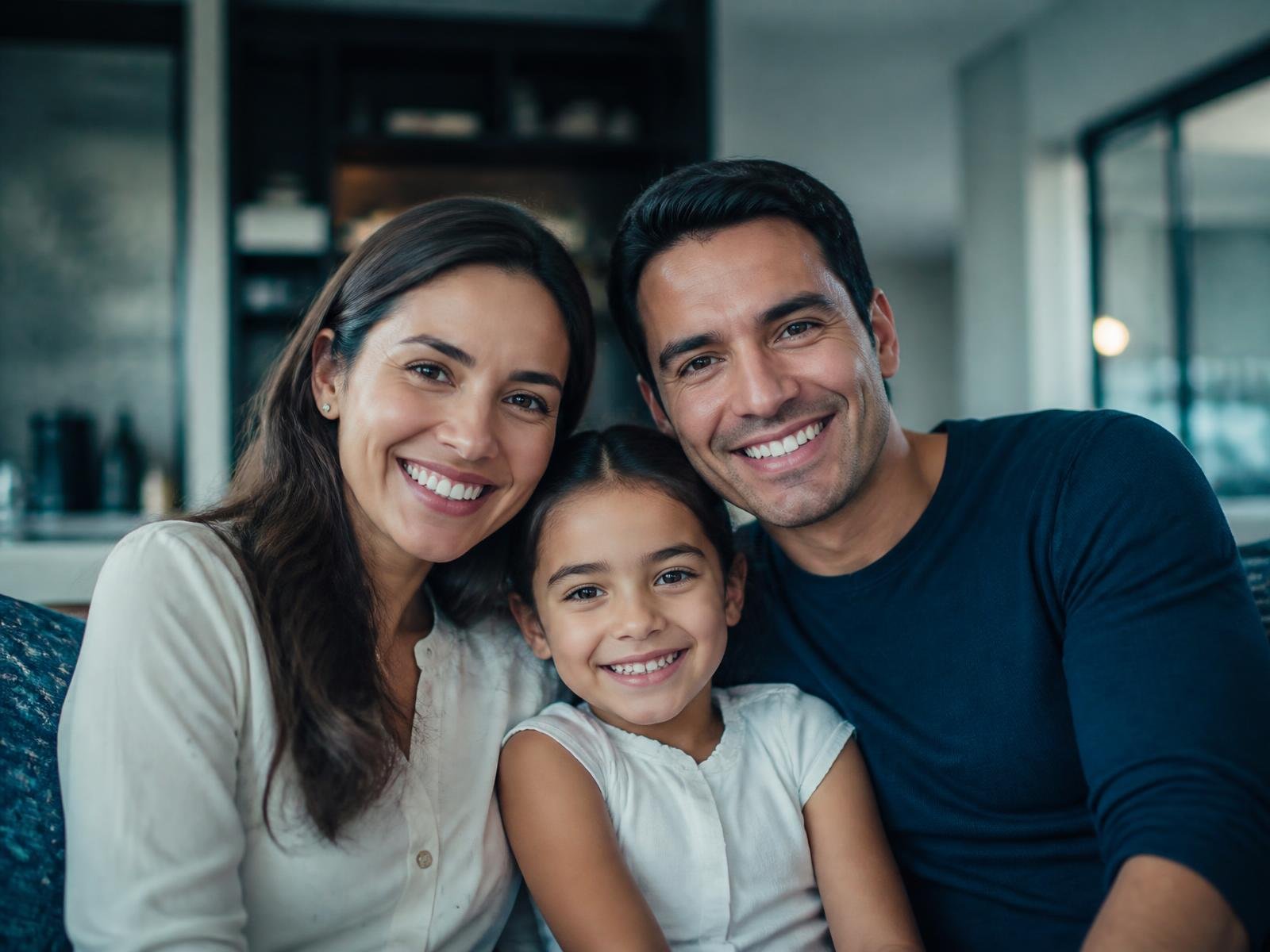 Familia conversando tranquilamente en su hogar